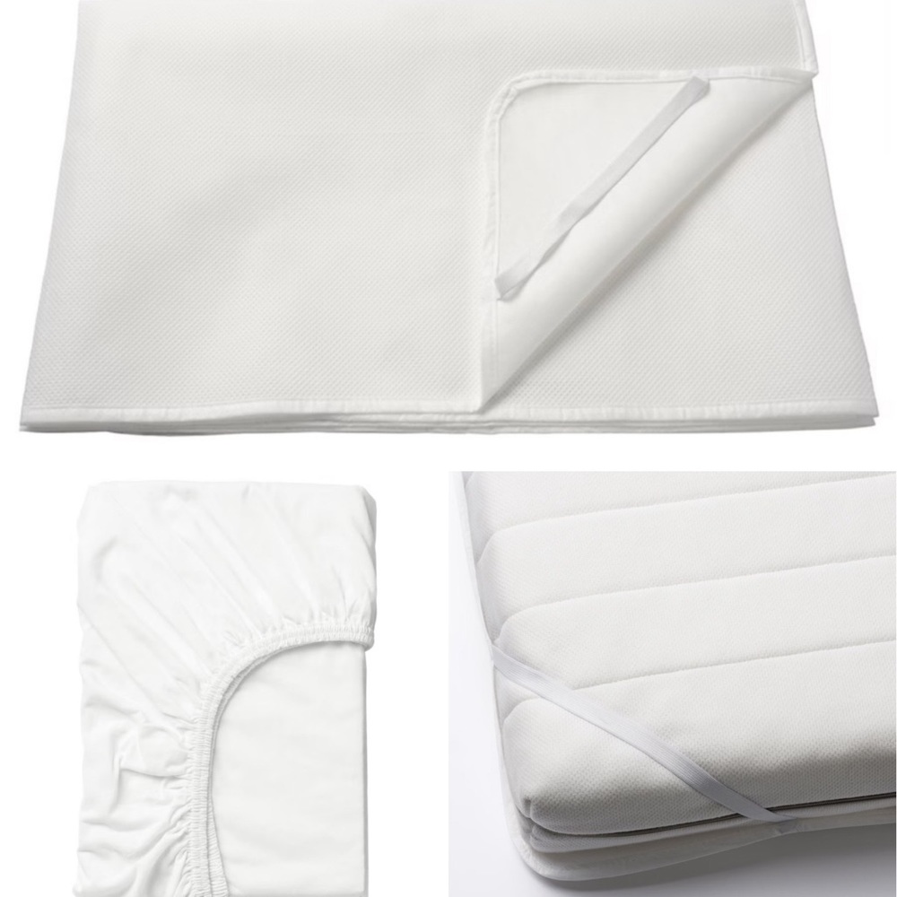 IKEA Lenast Waterproof Protector 38x75” Len x2 Fitted Sheets 38x61”